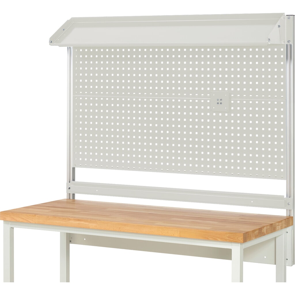 Werkbankopbouw RAU, hxbxd 1.130 x 1.500 x 350 mm, met 1 kantelbaar metalen legbord, 1 draagrail en 1 flatscreenhouder, complete set 02 voor productbreedte 1.500 mm Productafbeelding nr. 2: Werkbankopbouw RAU, hxbxd 1.130 x 1.500 x 350 mm, met 1 kantelbaar metalen legbord, 1 draagrail en 1 flatscreenhouder, complete set 02 voor productbreedte 1.500 mm