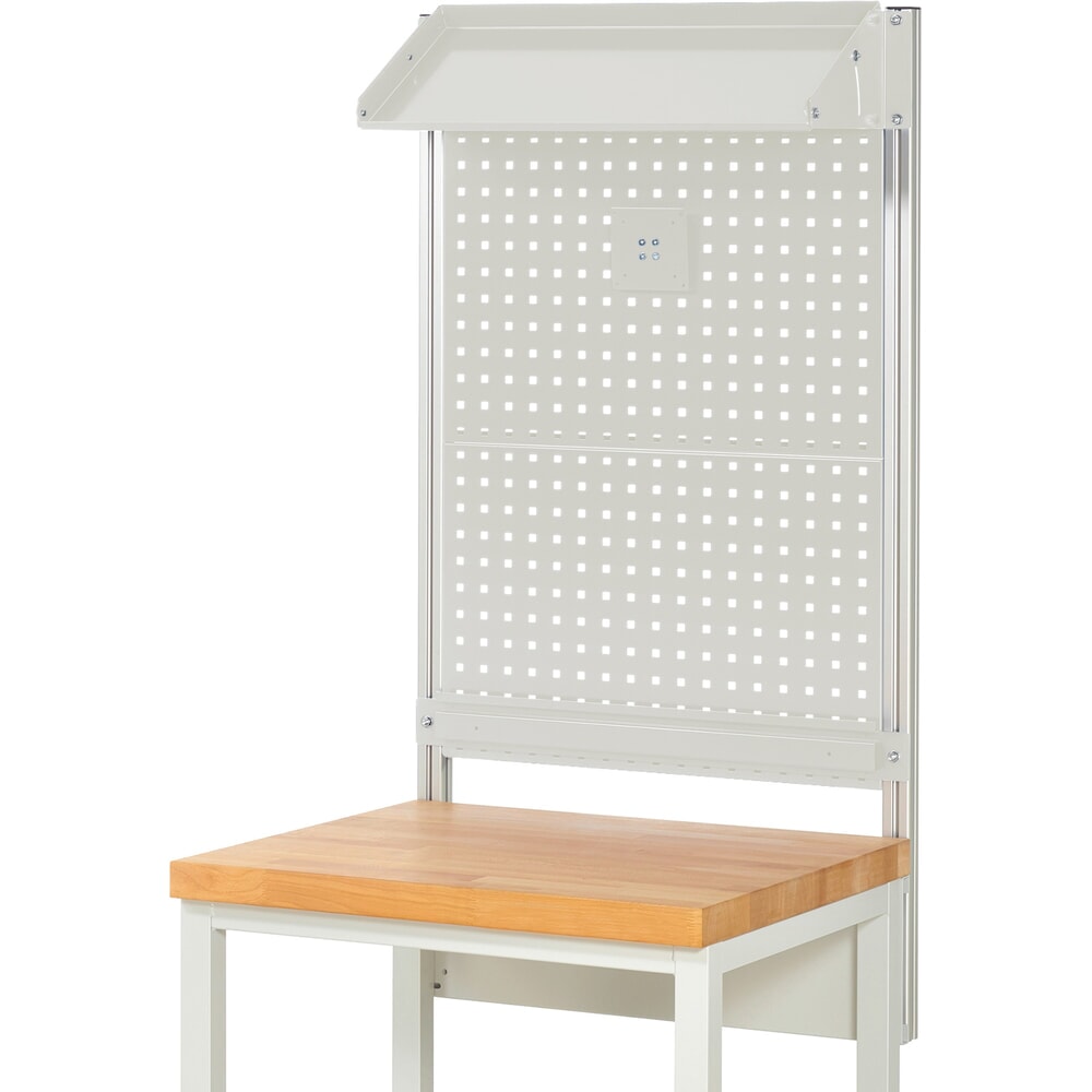 Productafbeelding nr. 2: Werkbankopbouw RAU, hxbxd 1.130 x 750 x 350 mm, met 1 kantelbaar metalen legbord, 1 draagrail en 1 flatscreenhouder, complete set 02 voor productbreedte 750 mm