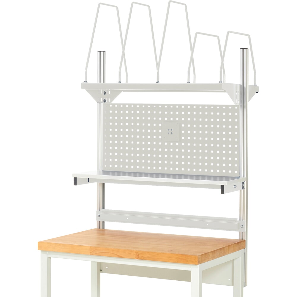 Productafbeelding nr. 2: Werkbankopbouw RAU, hxbxd 1.130 x 1.000 x 350 mm, met 1 legbord, 1 draagrail en 1 flatscreenhouder, complete set 03 voor productbreedte 1.000 mm
