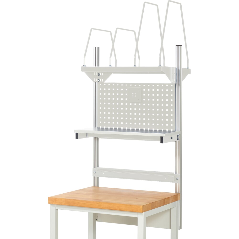 Productafbeelding nr. 2: Werkbankopbouw RAU, hxbxd 1.130 x 750 x 350 mm, met 1 legbord, 1 draagrail en 1 flatscreenhouder, complete set 03 voor productbreedte 750 mm