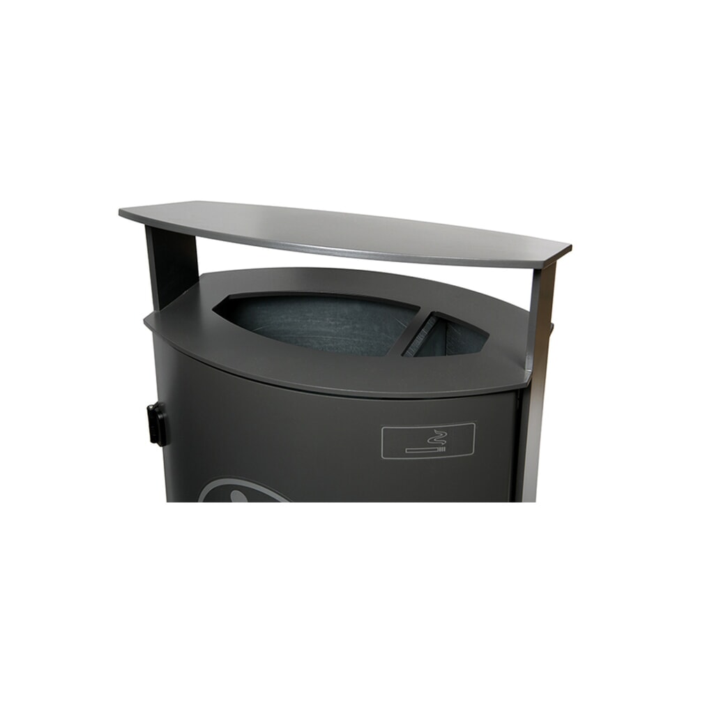 Productafbeelding nr. 2: Afvalbak RENNER met schuine kap en asbak type 7092, 70 liter, kobaltblauw