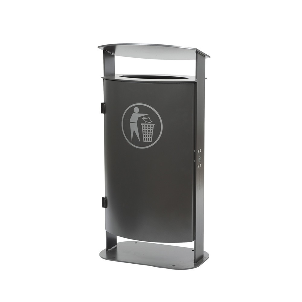 Product afbeelding: RENNER afvalbak met schuine kap type 7092, 70 liter, verzinkt