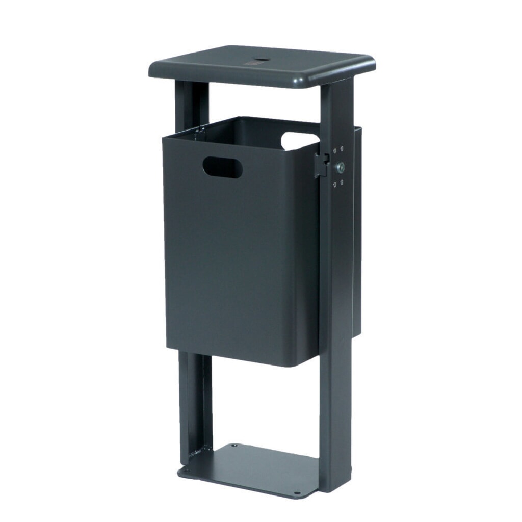 Product afbeelding: RENNER afvalbak type 7083-60, rechthoekig, 40 liter, kan worden vastgeschroefd, met asbak, thermisch verzinkt