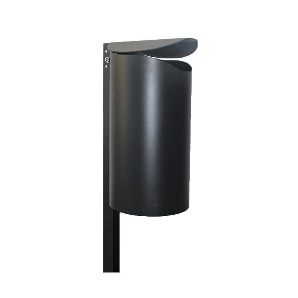 Product afbeelding: RENNER afvalbak met paal type 7077, 40 liter, voor verankeren in beton (paal incl. grondanker), antraciet-metallic