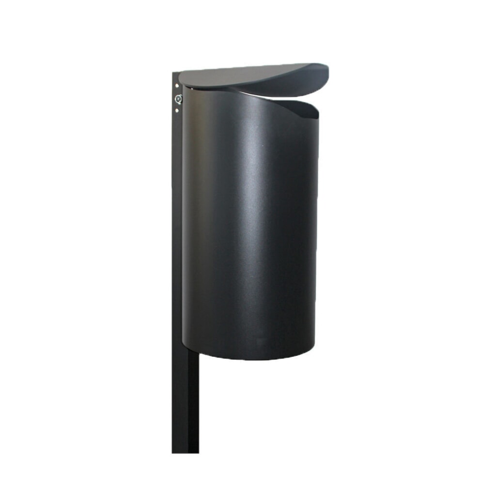 Product afbeelding: RENNER afvalbak met paal type 7077, 40 liter, voor verankeren in beton (paal incl. grondanker), antraciet-metallic