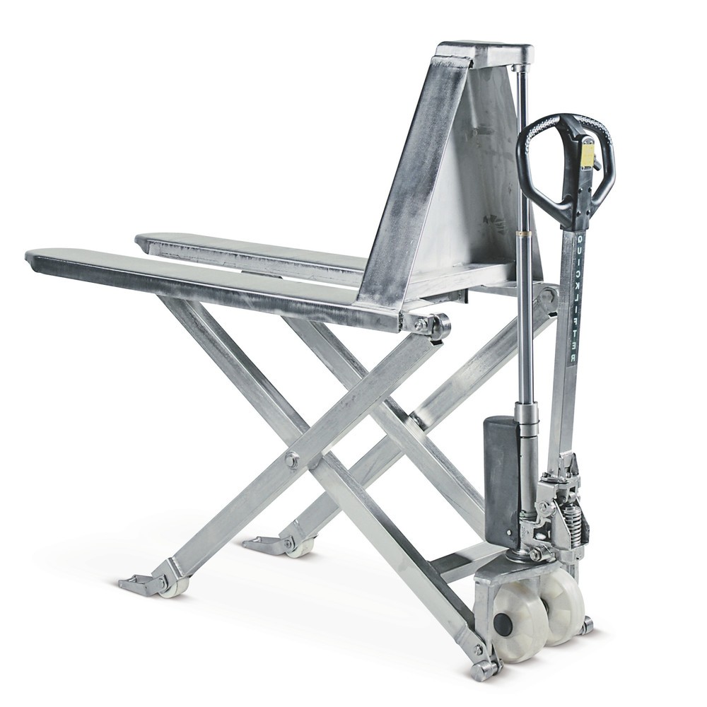 Product afbeelding: Roestvrijstalen schaarhefwagen, draagvermogen 1.000 kg, vorklengte 1.150 mm