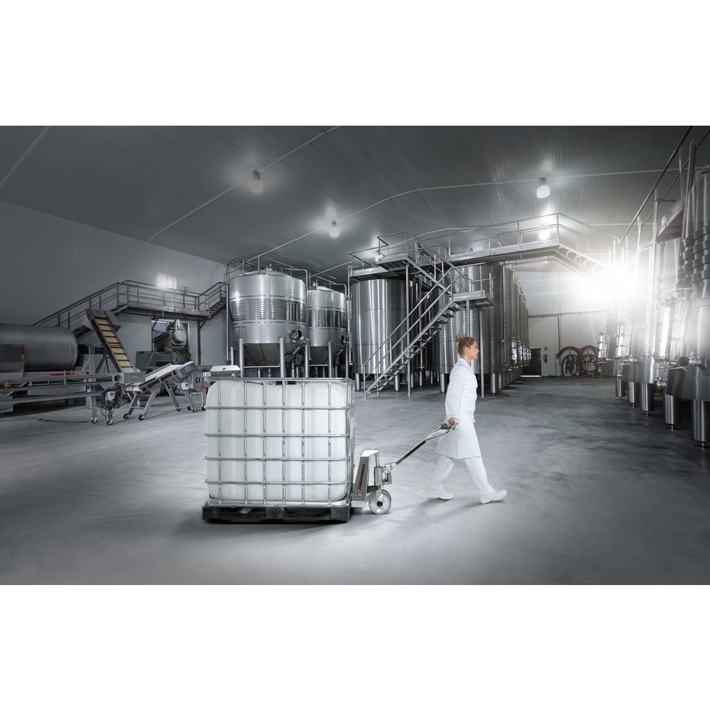 Productafbeelding nr. 5: Roestvrijstalen handtranspallet Jungheinrich AM I20p, professionele uitvoering, draagvermogen 2.000 kg, speciale maat over de vorken 680 mm, vorklengte 1.140 mm, nylon, tandemwielen