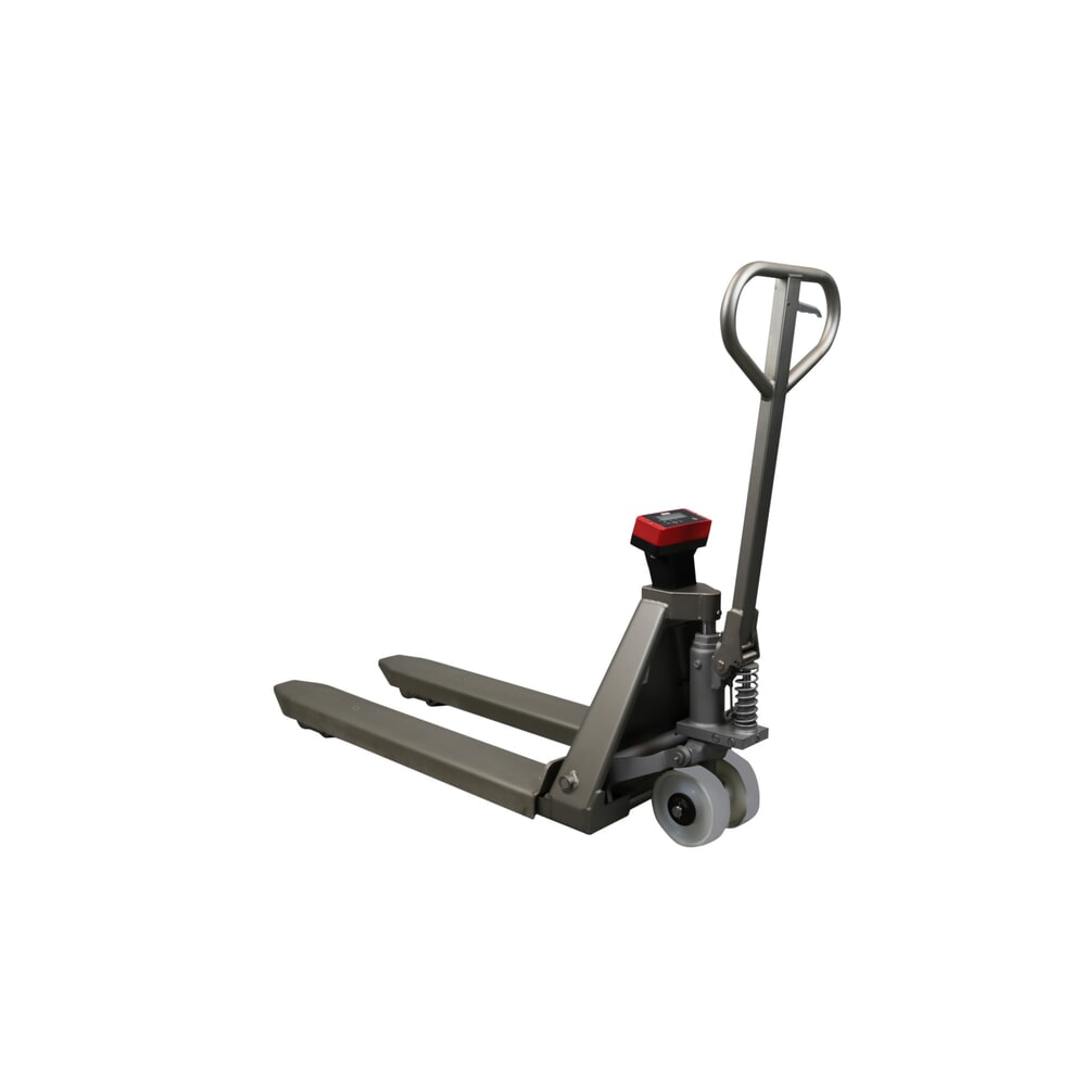 Product afbeelding: rvs Handtranspallet Ravas met INOX weegschaal, draagvermogen 2.000 kg, vorklengte 1.150 mm, polyamide, tandemwielen