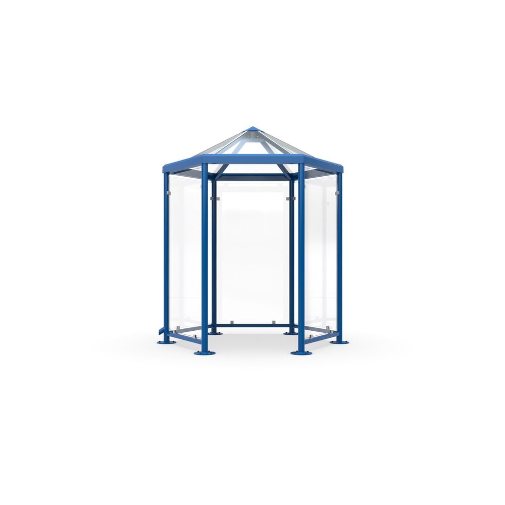 Product afbeelding: Rokerspaviljoen met spits dak, zonder zijwanden, 6-hoekig, gentiaanblauw