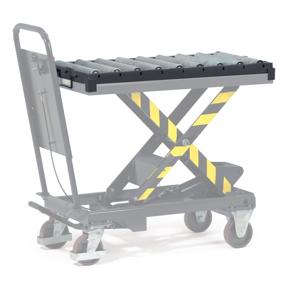 Product afbeelding: Rollenbaan voor verrijdbare schaarheftafels fetra® met doorschuifbeveiliging, star