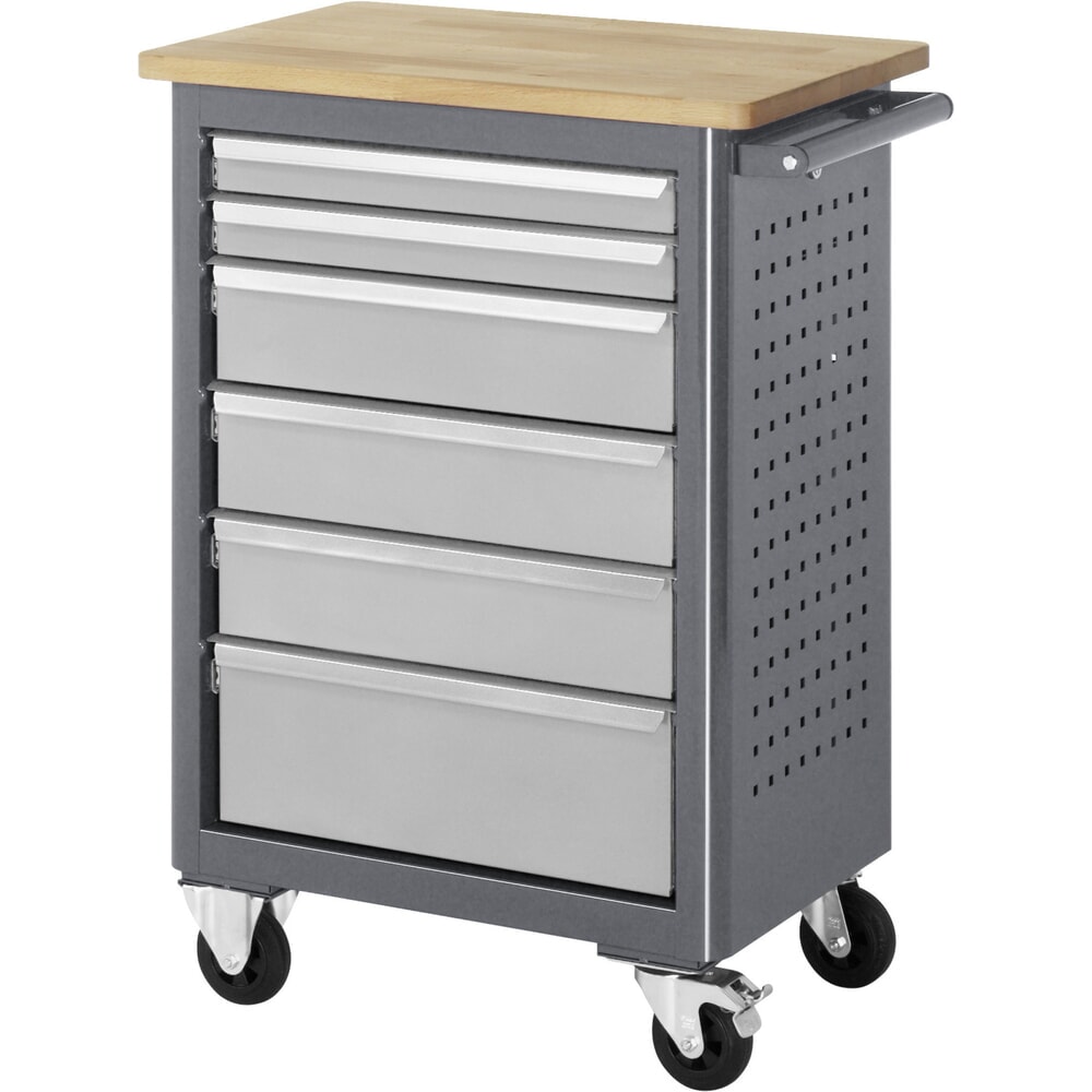 Product afbeelding: Rolwerkbank RAU serie adlatus, hxbxd 950 x 675 x 450 mm, 6 lades 2 x 65, 3 x 125, 1 x 90 mm, beuken werkblad