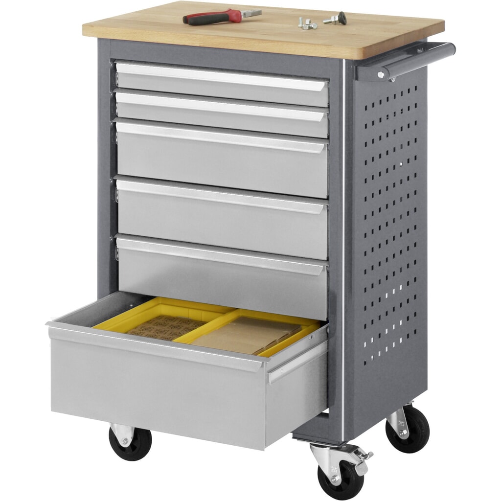 Productafbeelding nr. 3: Rolwerkbank RAU serie adlatus, hxbxd 950 x 675 x 450 mm, 6 lades 2 x 65, 3 x 125, 1 x 90 mm, beuken werkblad
