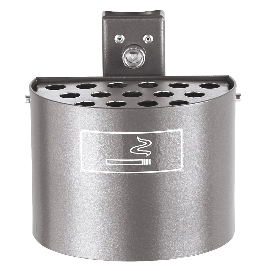 Product afbeelding: RENNER Ronde asbak voor wand- of paalbevestiging, zonder dak, zonder paaltje, 2 liter, antracietgrijs
