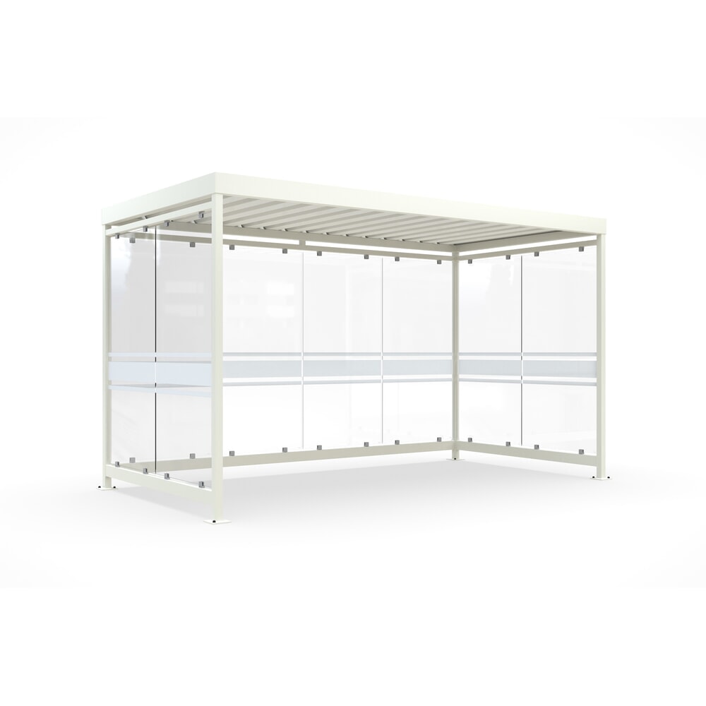 Product afbeelding: Rookoverkapping wsm®, kant-en-klaar gemonteerd, voor 9-10 personen, 8 elementen, RAL 9002 grijswit - met glasdekor