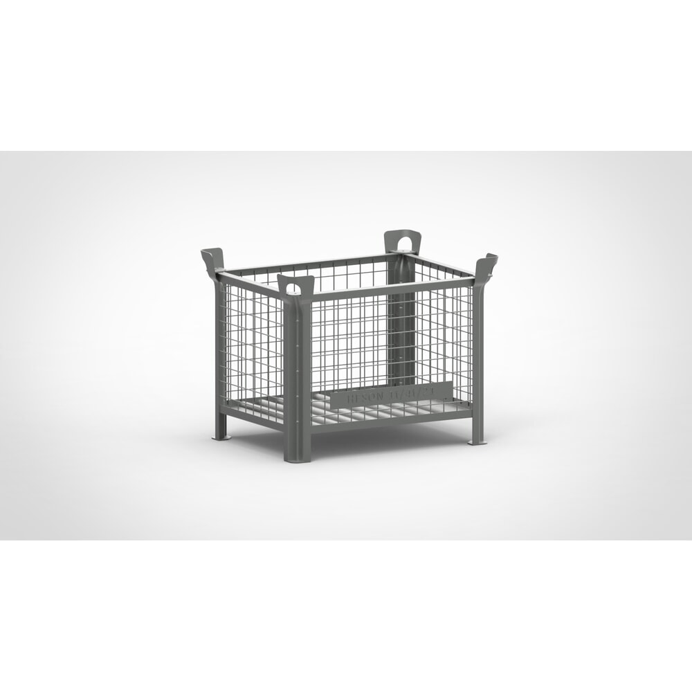 Product afbeelding: Industriële gitterbox HESON®, vaste wanden, gelakt, hxbxd 600 x 800 x 600 mm, muisgrijs
