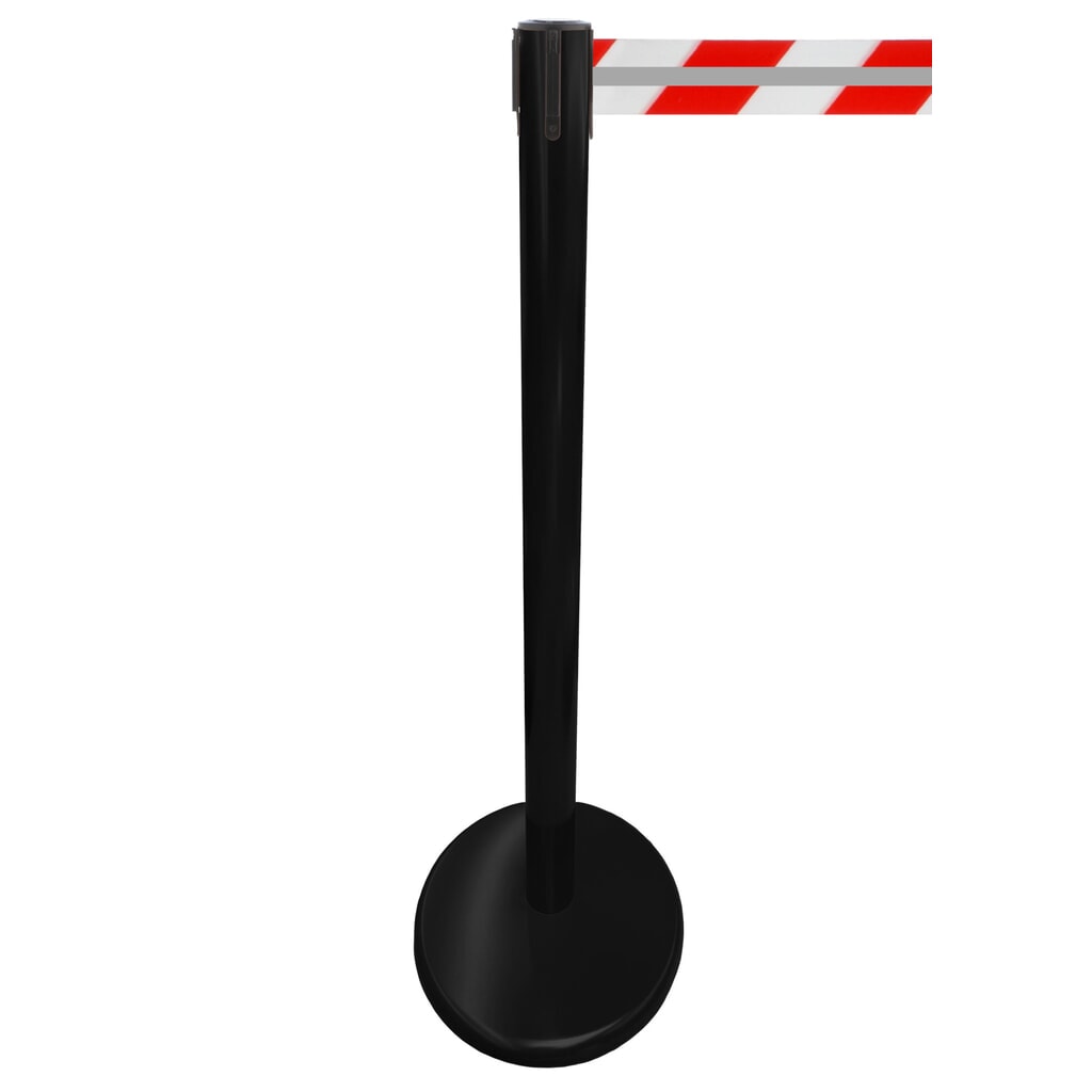 Product afbeelding: RS-GUIDESYSTEMS® afzetpaal met lint GLA 45-J REFLECTO, lengte 3,5 m, breedte 50 mm, paal zwart, lint rood/wit