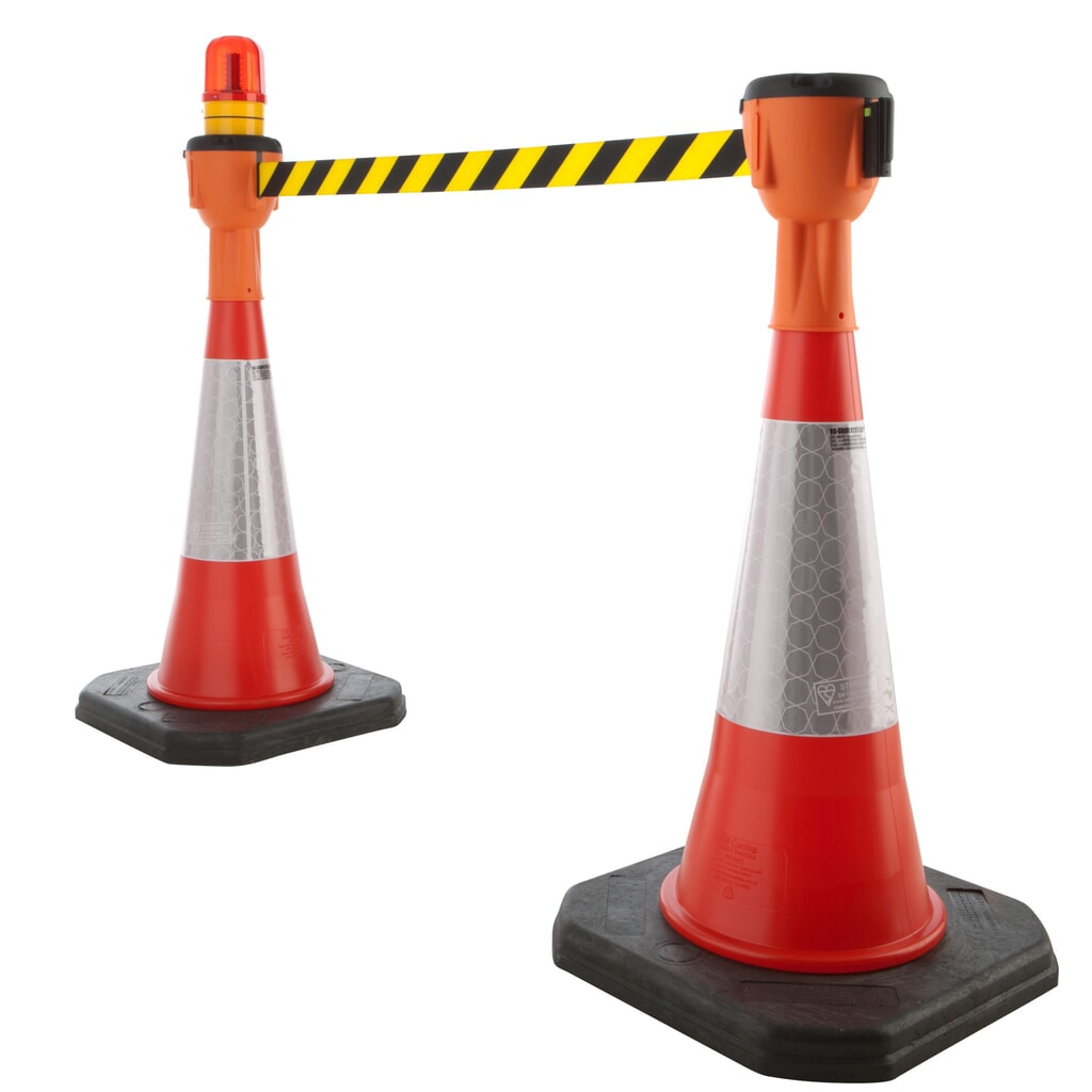RS-GUIDESYSTEMS® verkeerskegelopzetstuk SK 900, lengte 9 m, behuizing oranje, lint zwart/geel Productafbeelding nr. 2: RS-GUIDESYSTEMS® verkeerskegelopzetstuk SK 900, lengte 9 m, behuizing oranje, lint zwart/geel