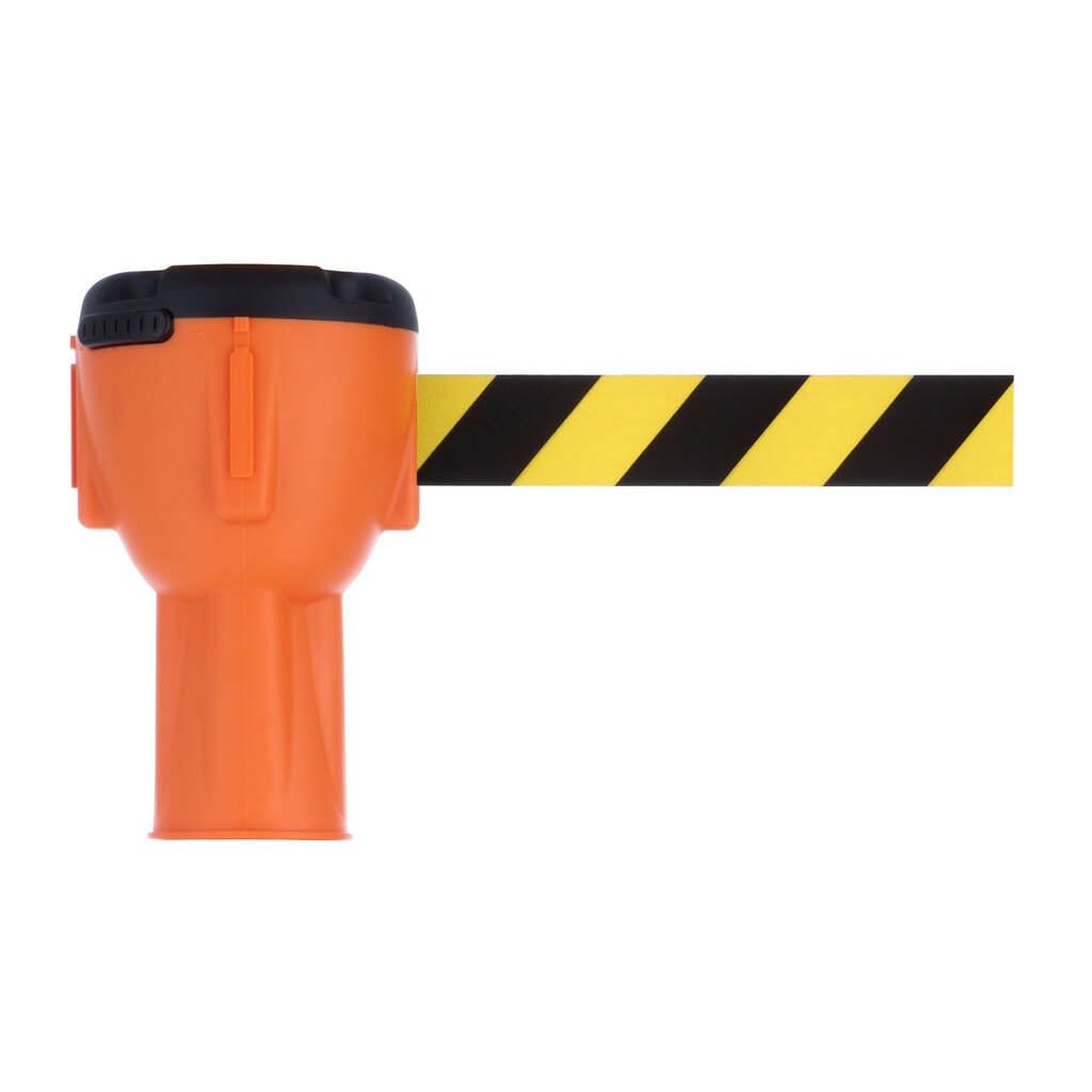 RS-GUIDESYSTEMS® verkeerskegelopzetstuk SK 900, lengte 9 m, behuizing oranje, lint zwart/geel Product afbeelding: RS-GUIDESYSTEMS® verkeerskegelopzetstuk SK 900, lengte 9 m, behuizing oranje, lint zwart/geel