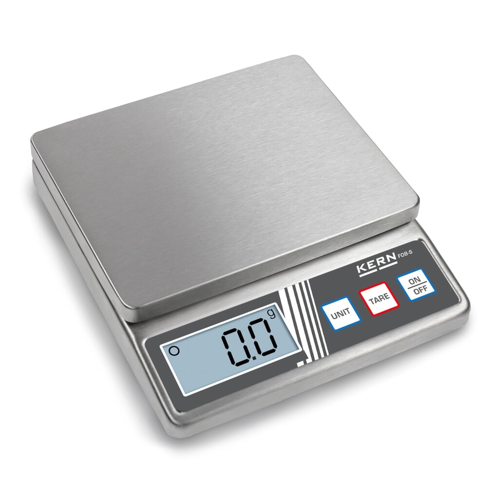 Product afbeelding: Rvs tafelweegschaal KERN FOB 5K1S, weegbereik max. 5 kg