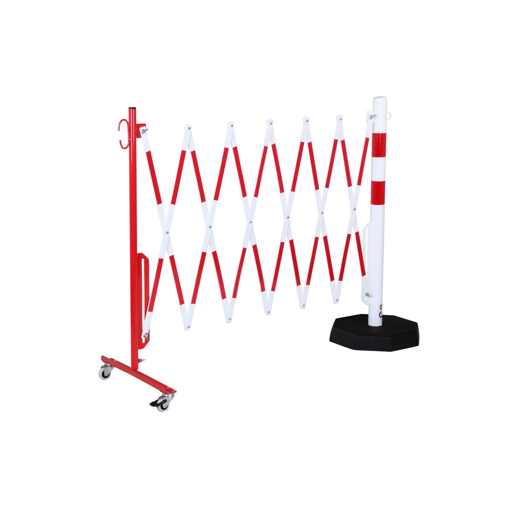 Productafbeelding nr. 2: Schaarhek dancop, 1 paal op wieltjes, 1 staander, breedte 3600 mm, rood/wit