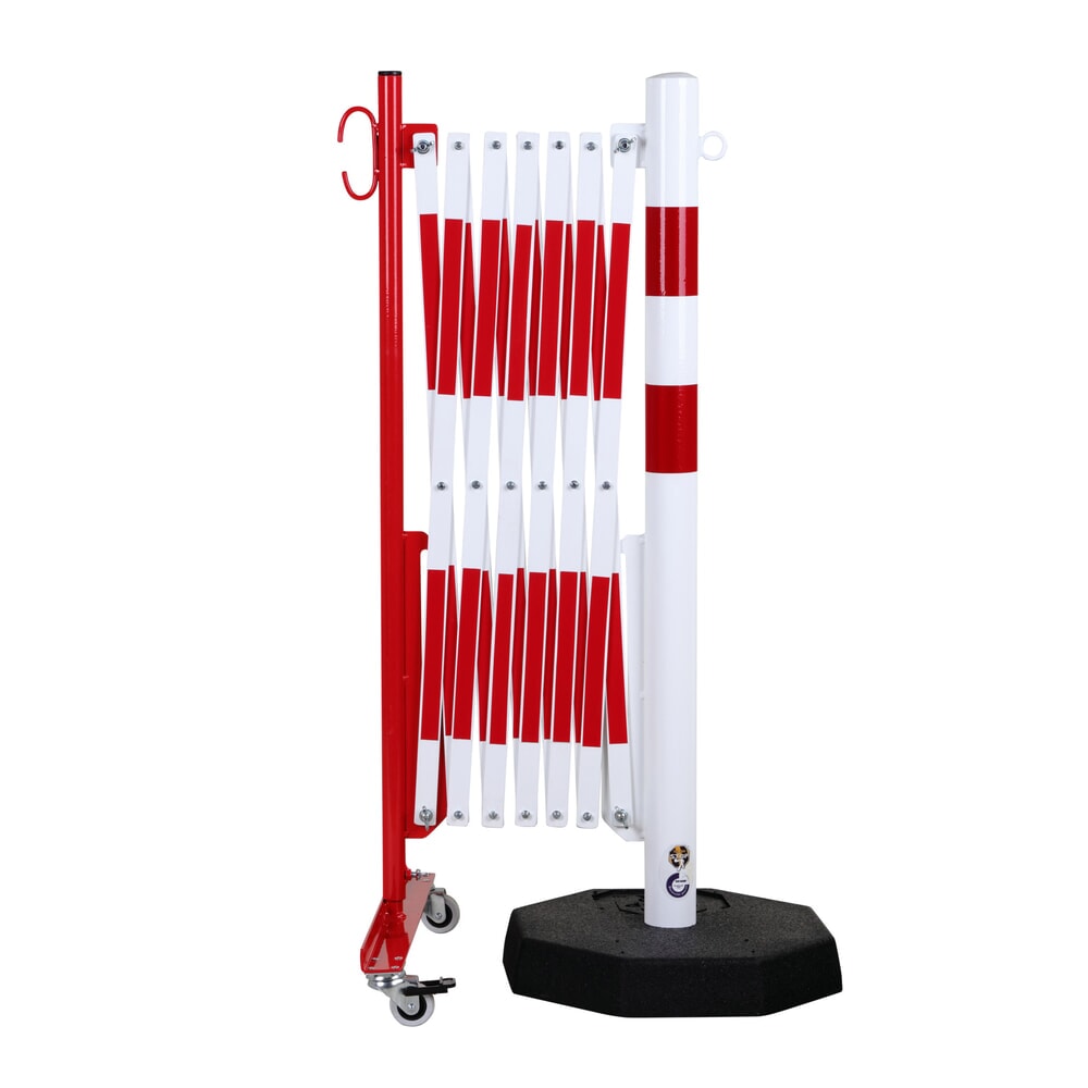 Productafbeelding nr. 3: Schaarhek dancop, 1 paal op wieltjes, 1 staander, breedte 3600 mm, rood/wit