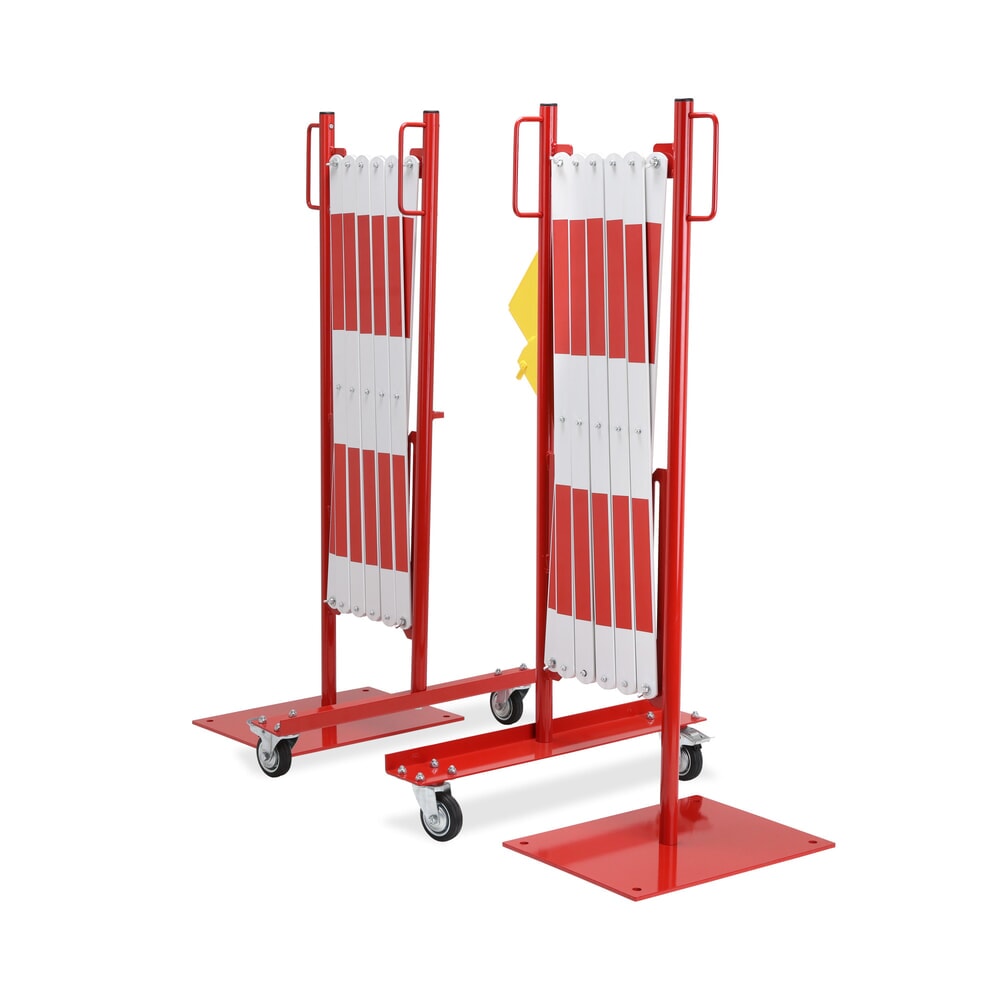 Productafbeelding nr. 3: Schaarhekset dancop, 2 palen op wieltjes, 2 voetplaten, breedte 2 x 2000 mm, rood/wit
