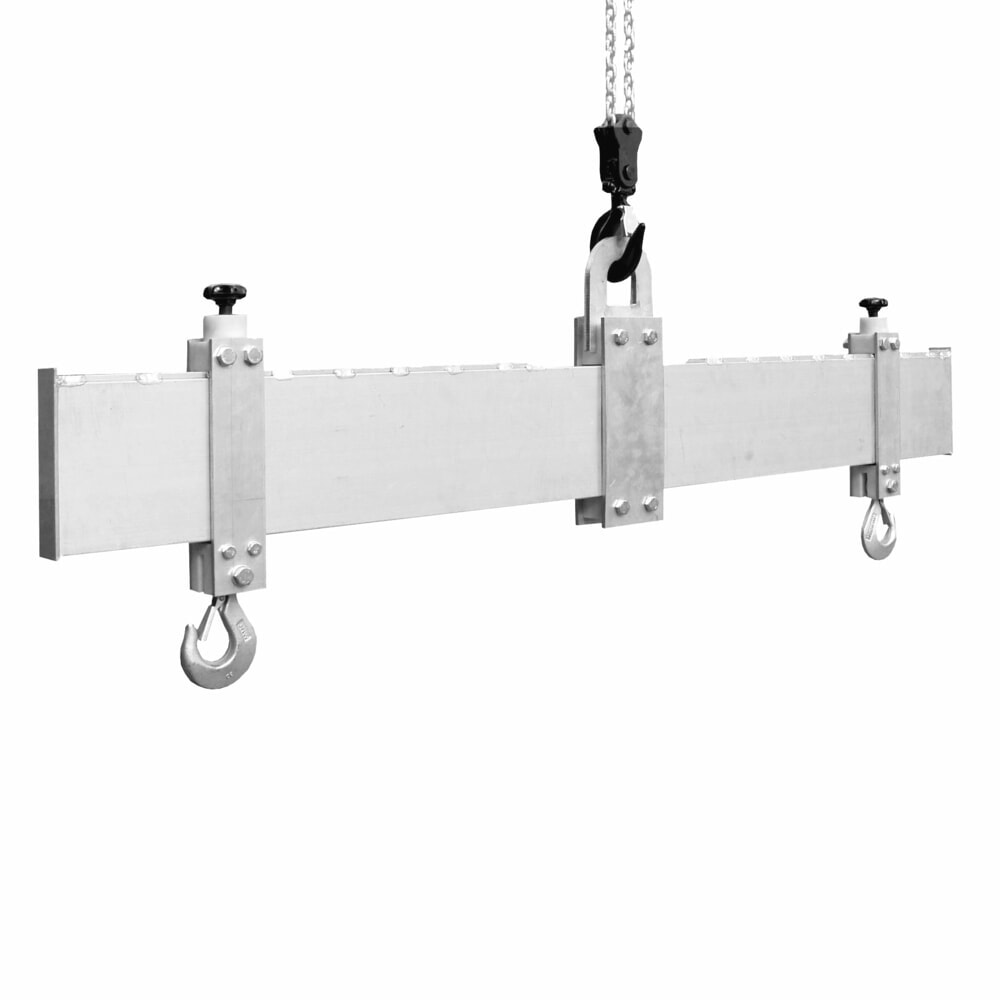 Product afbeelding: SCHILLING aluminium lasttraverse met 2 veiligheidshaken, werkbreedte 350-1.850 mm, draagvermogen 1.000 kg