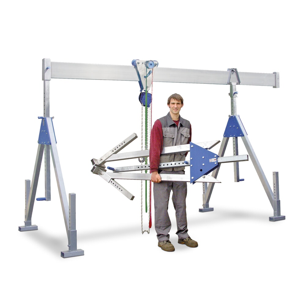 Product afbeelding: SCHILLING aluminium portaalkraan met splitsbare traverse, inhaakpunt 1.249-2.349 mm, draagvermogen 500 kg