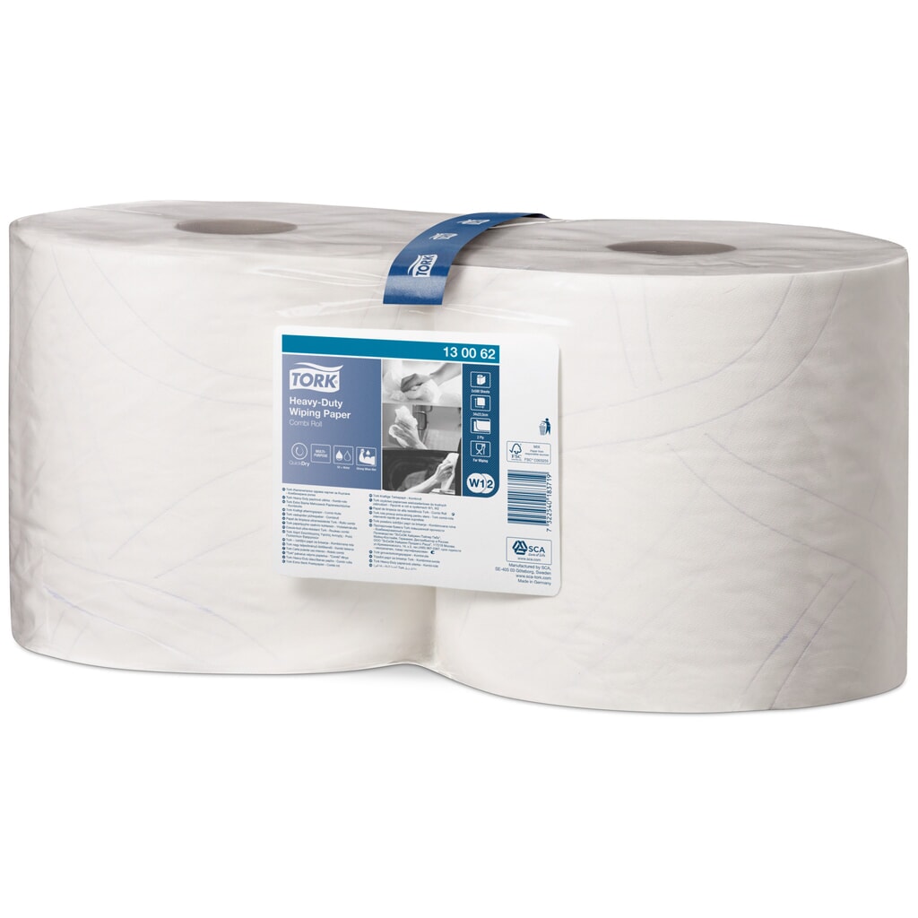 Poetsdoekjes TORK® Extra Stark, EU Ecolabel, hxb 340 x 235 mm, 2 rollen, wit Product afbeelding: Poetsdoekjes TORK® Extra Stark, EU Ecolabel, hxb 340 x 235 mm, 2 rollen, wit