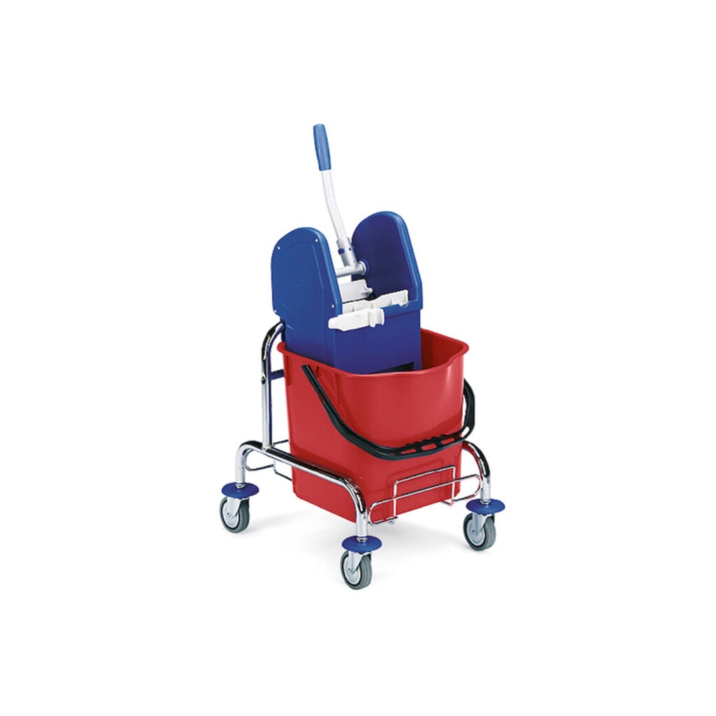 Product afbeelding: Schoonmaakwagen Chroom I met één emmer, 1x 25 liter, moppers