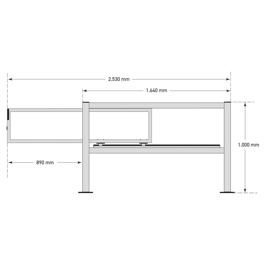 Schuifdeur MORAVIA voor magazijn railing BLACK PULL, S-Line, geel, voor keilboutbevestiging met bodemplaat Productafbeelding nr. 3: Schuifdeur MORAVIA voor magazijn railing BLACK PULL, S-Line, geel, voor keilboutbevestiging met bodemplaat