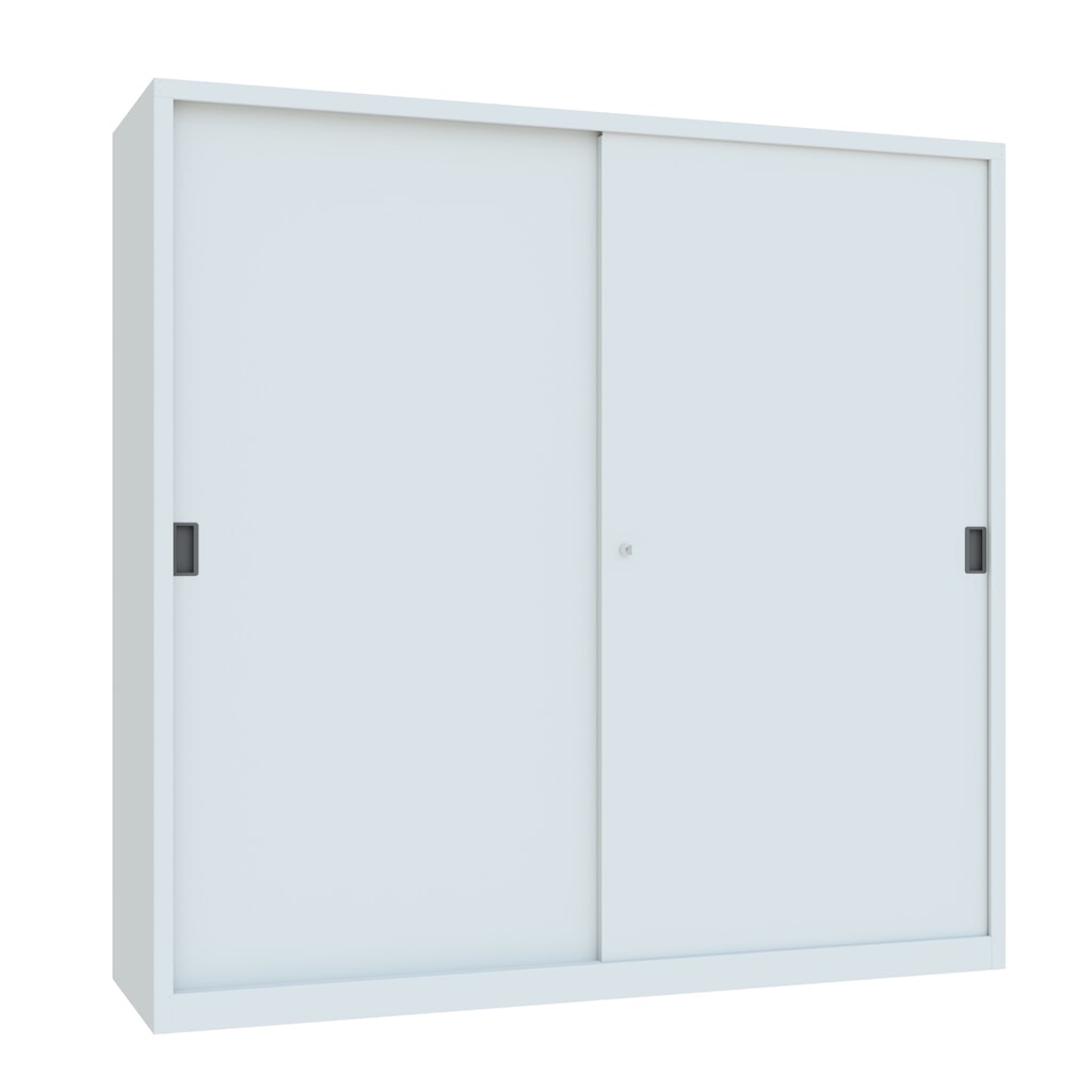 Schuifdeurenkast PAVOY met 8 legborden + scheidingswand, hxbxd 1.950 x 2.000 x 600 mm, lichtgrijs, lichtgrijs Productafbeelding nr. 2: Schuifdeurenkast PAVOY met 8 legborden + scheidingswand, hxbxd 1.950 x 2.000 x 600 mm, lichtgrijs, lichtgrijs