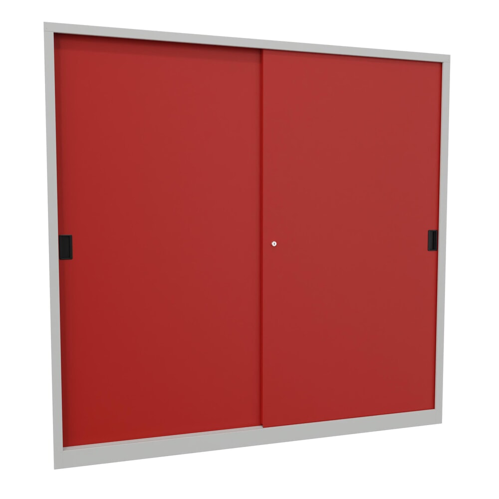 Productafbeelding nr. 1: Schuifdeurenkast PAVOY met 8 legborden + scheidingswand, hxbxd 1.950 x 2.000 x 600 mm, vuurrood, lichtgrijs
