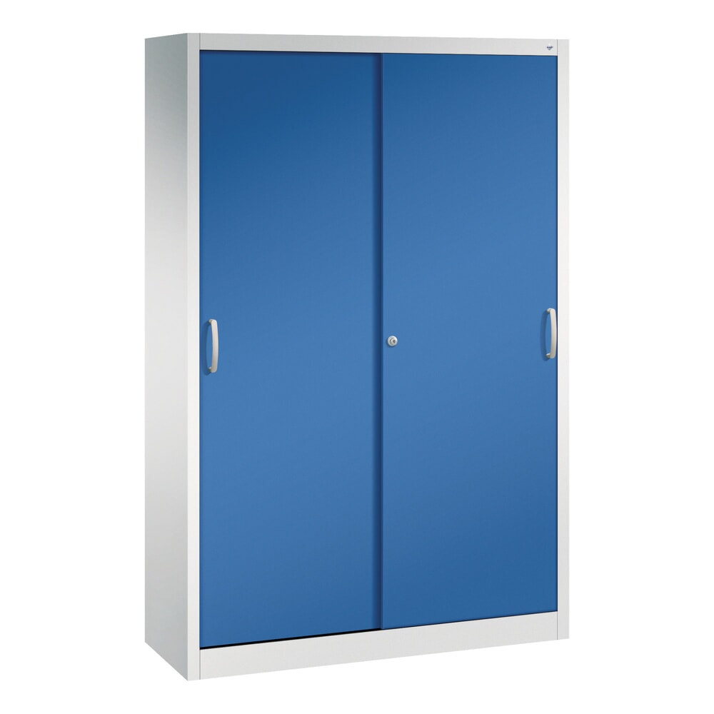 Product afbeelding: Schuifdeurkast, hxbxd 1.950 x 1.200 x 400 mm, lichtgrijs, gentiaanblauw