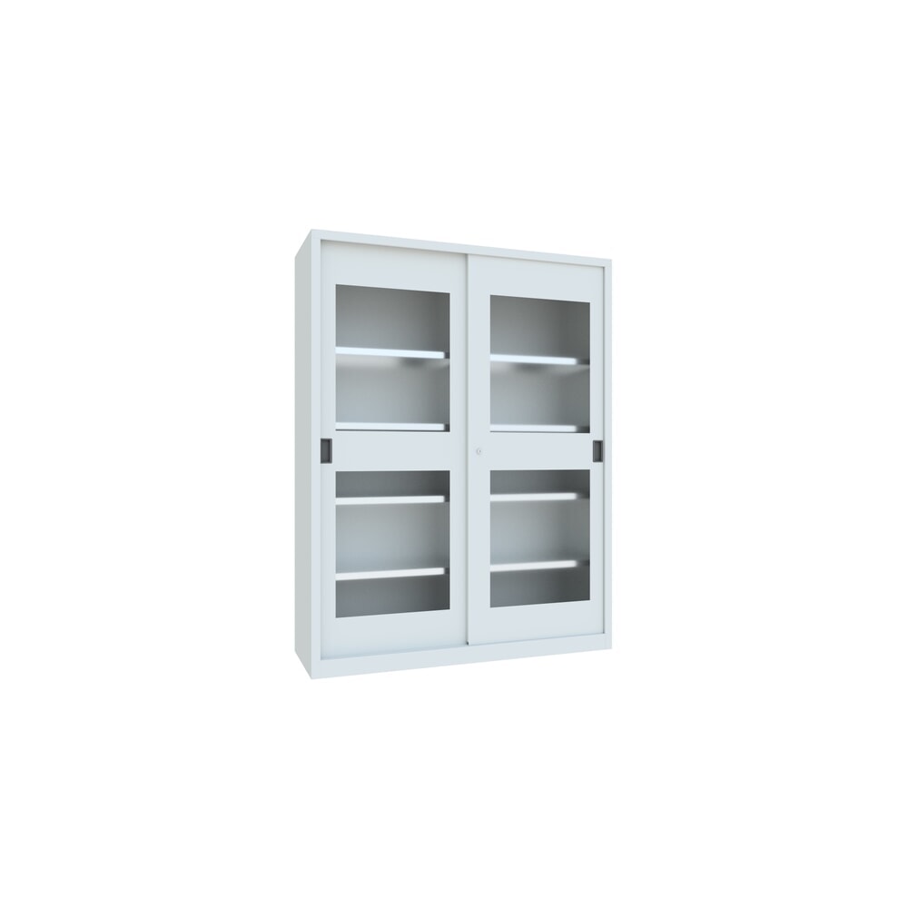 Productafbeelding nr. 3: Schuifdeurkast PAVOY met kijkvensters, 8 legborden + scheidingswand, hxbxd 1.950 x 1.500 x 500 mm, lichtgrijs, lichtgrijs
