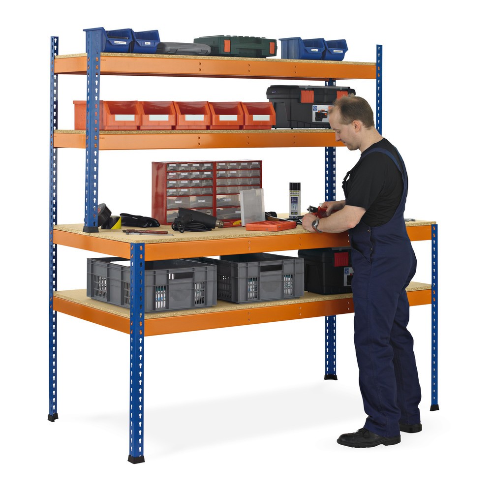 Product afbeelding: SCHULTE werktafel met opbouw, schapbelasting 320 kg, hxbxd 1.981/990 x 1.536 x 763/316 mm