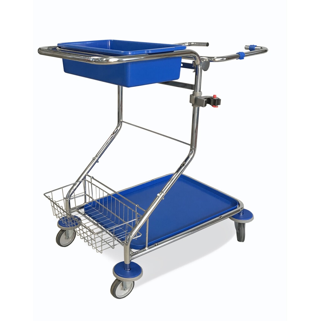 Servicewagen Chroom II, 1 gereedschapskorf, steelhouder, frame voor afvalzak van 120 liter, opvangbak Product afbeelding: Servicewagen Chroom II, 1 gereedschapskorf, steelhouder, frame voor afvalzak van 120 liter, opvangbak