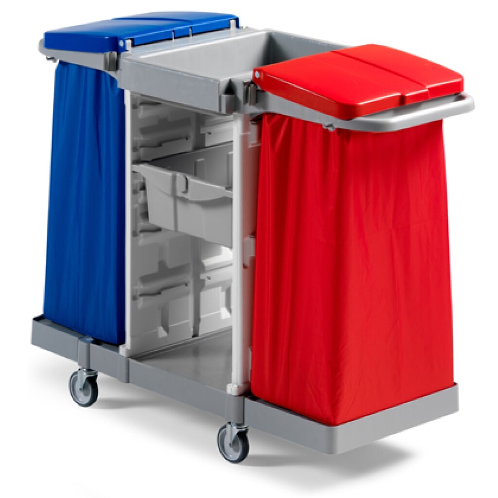 Product afbeelding: Servicewagen Duo, 2 frames voor zakken van 120 liter, 2 opbergmanden