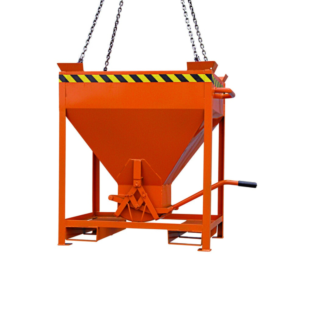 Product afbeelding: Silocontainer Eichinger® met vorkkokers en hijsogen, centrale uitloop via hendel, 300 liter zuiver oranje