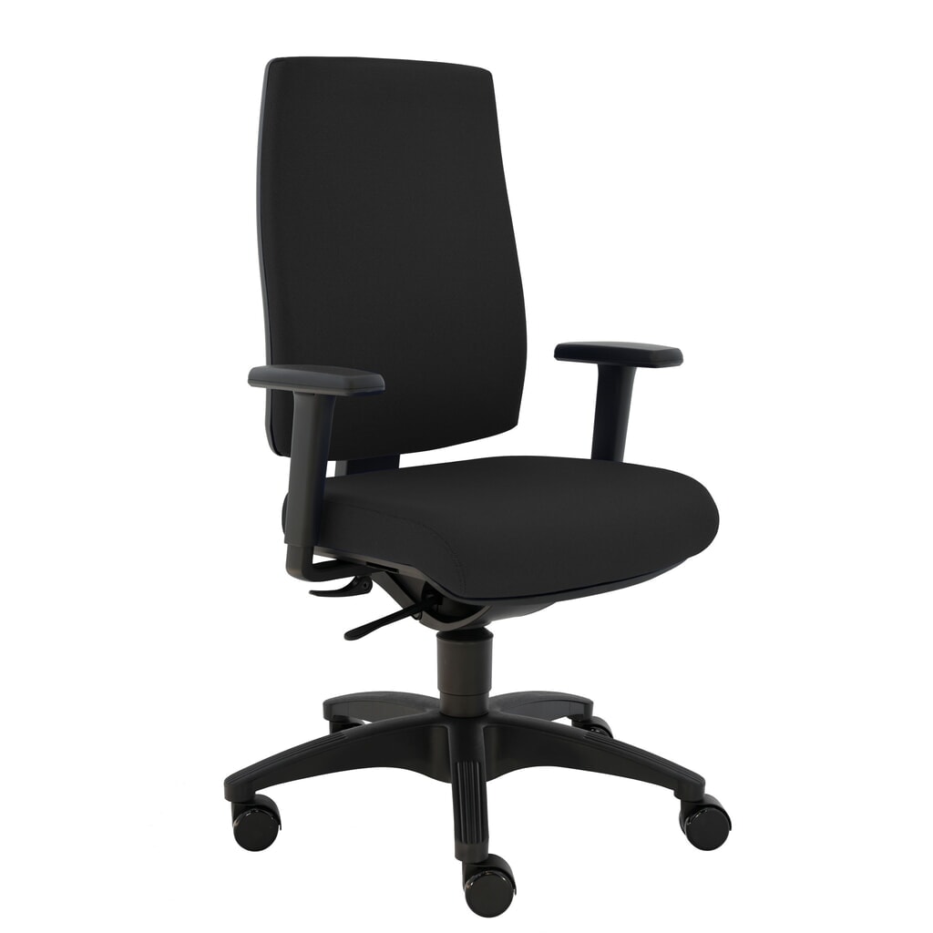 Product afbeelding: SITWELL STEIFENSAND Cebra bureaustoel, kunststof rugleuning, universele wielen, polyester, zwart