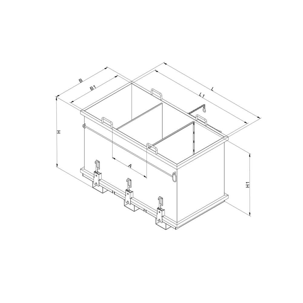 Productafbeelding nr. 3: Sorteersysteem bodemklepcontainer Eichinger®, 2x900 liter zuiver oranje