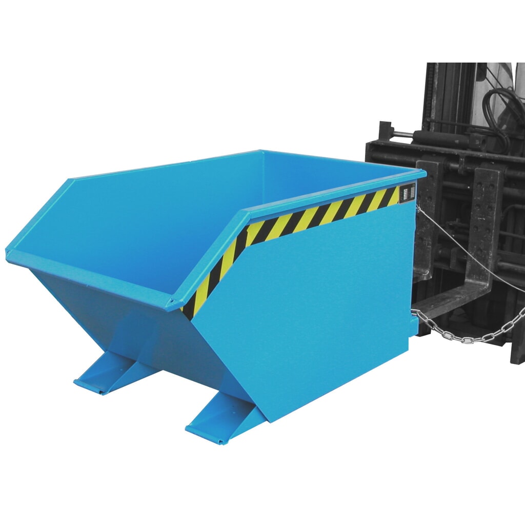 Bauer® Scheid-kantelbak, geperforeerde tussenplaat, gelakt, volume 0,5 m³, RAL 5012 lichtblauw Product afbeelding: Bauer® Scheid-kantelbak, geperforeerde tussenplaat, gelakt, volume 0,5 m³, RAL 5012 lichtblauw