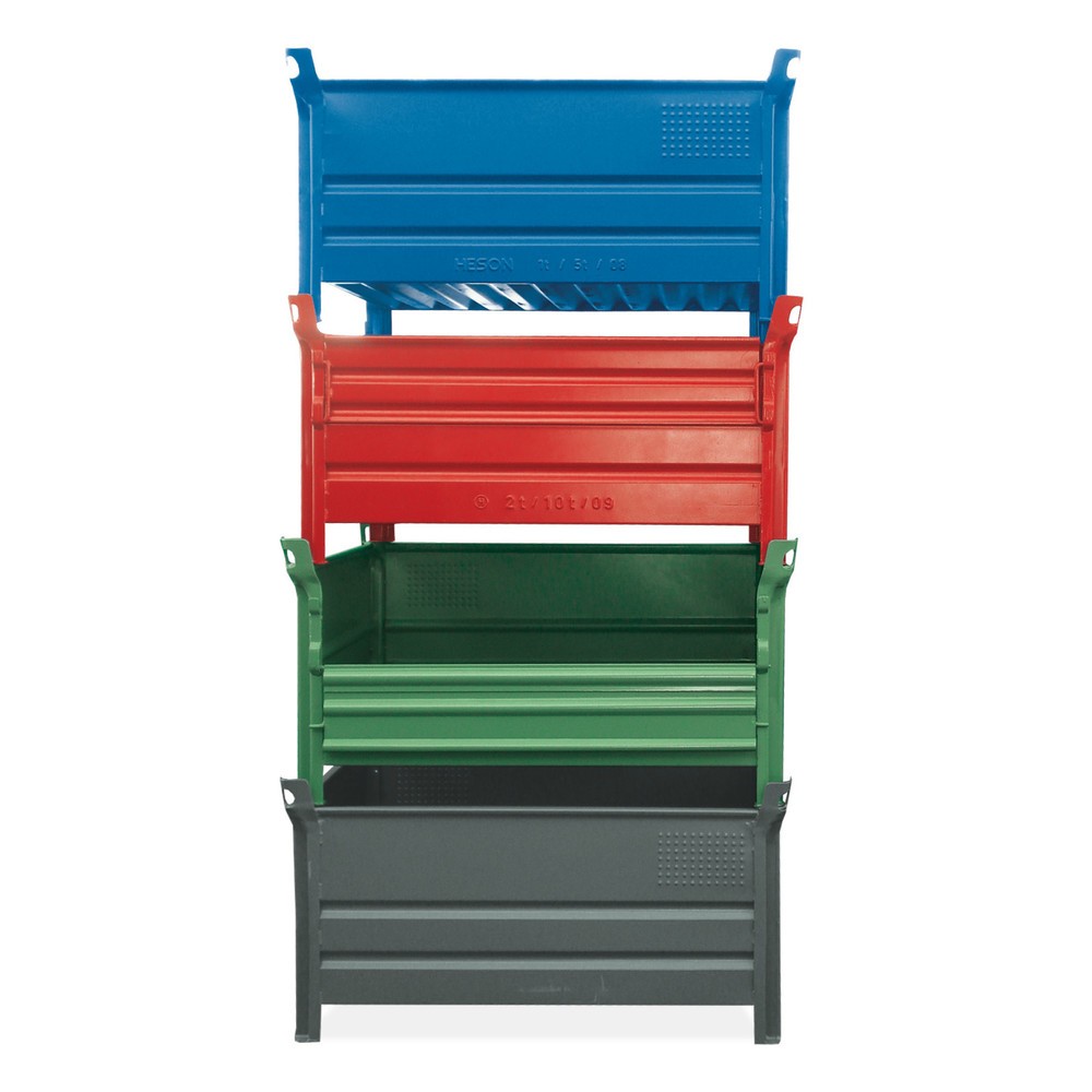 Product afbeelding: Stapelbak HESON®, met ½ volwandklep, capaciteit 1.000 kg, bxd 800 x 500 mm, rood