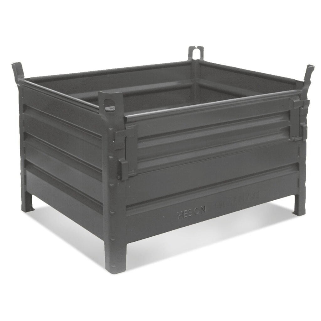 Product afbeelding: Stapelbak HESON®, met ½ volwandklep, capaciteit 2.000 kg, bxd 800 x 500 mm
