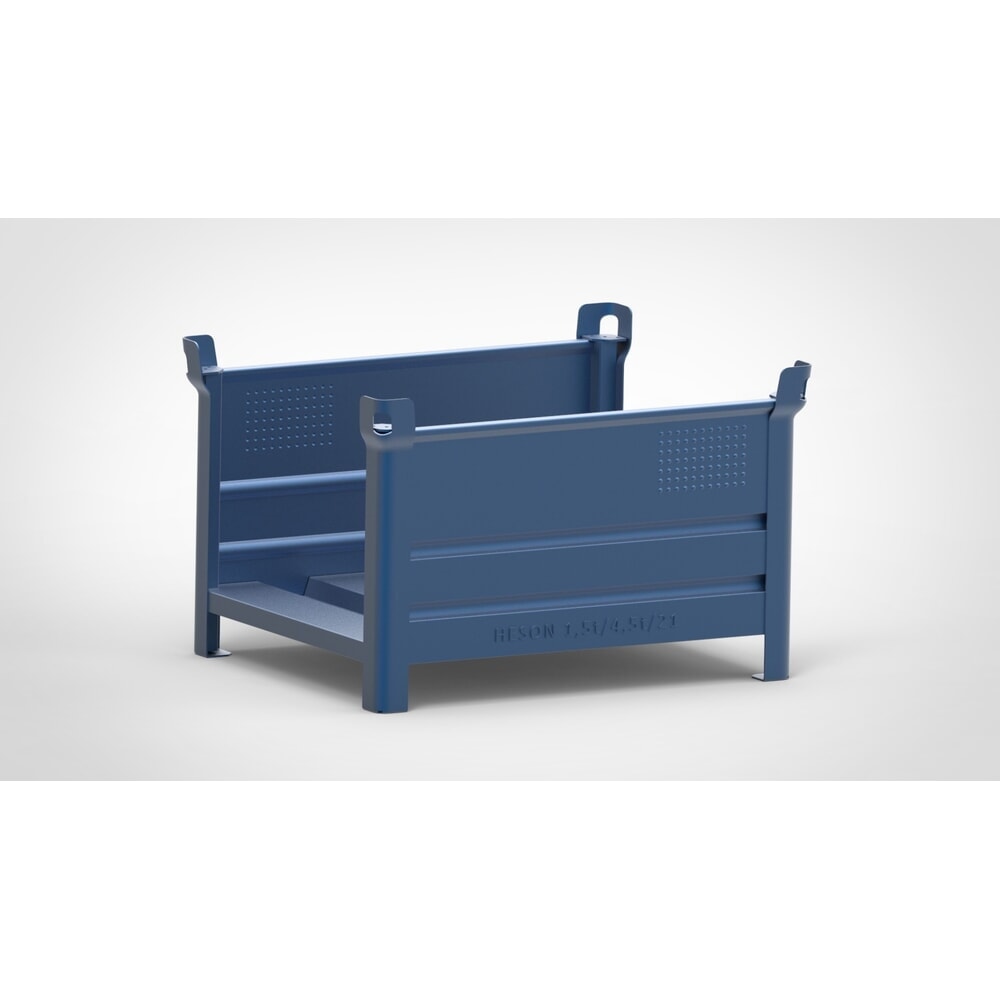 Product afbeelding: Stapelbak HESON® voor lange goederen, 2 zijden open, gelakt, bxd 1.000 x 800 mm, gentiaanblauw