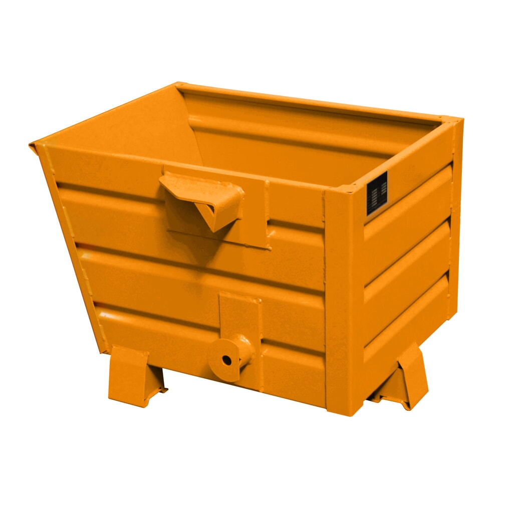 Bauer® Stapelbare kantelbak, gelakt, volume 0,3 m³, RAL 2000 geeloranje Productafbeelding nr. 1: Bauer® Stapelbare kantelbak, gelakt, volume 0,3 m³, RAL 2000 geeloranje