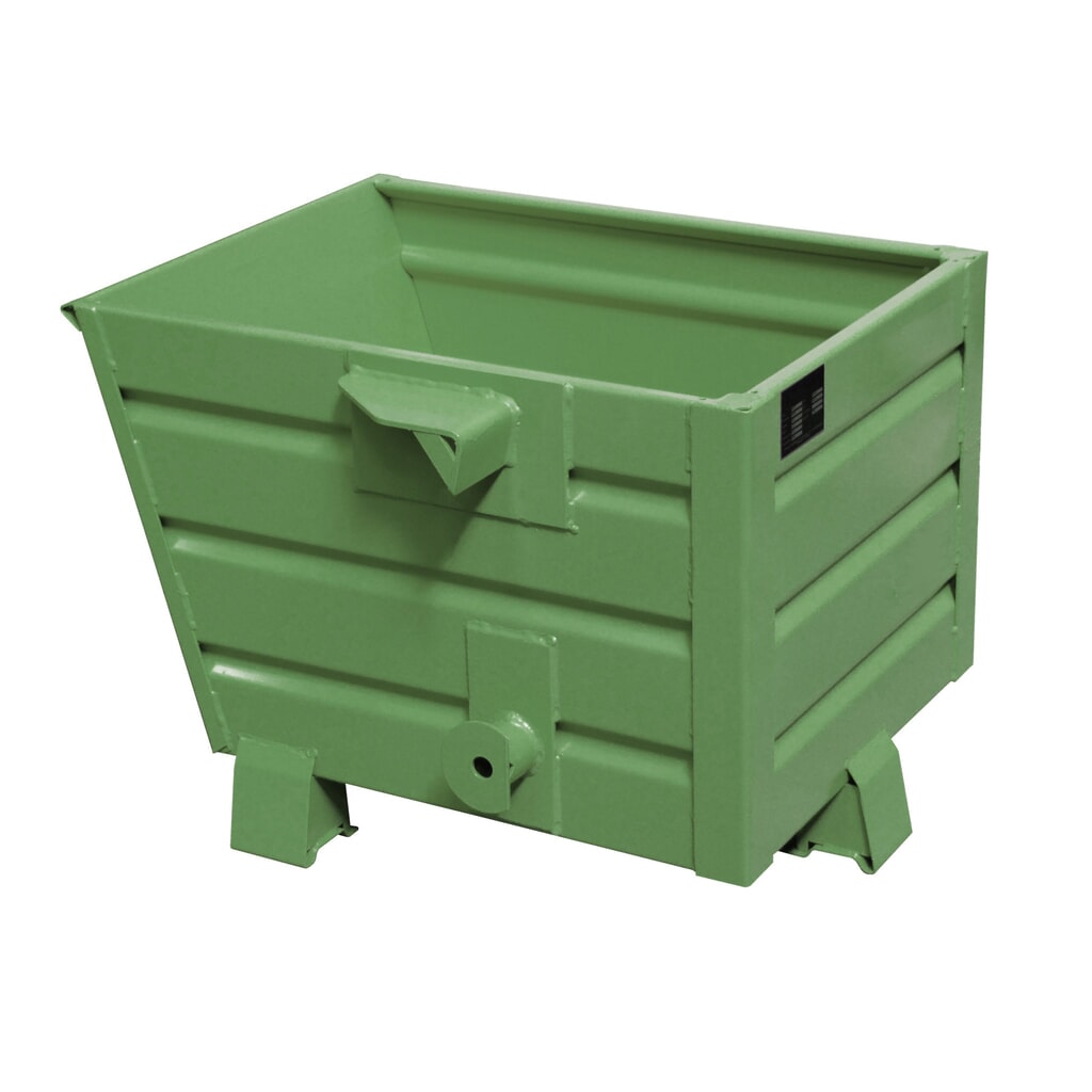 Bauer® Stapelbare kantelbak, gelakt, volume 0,3 m³, RAL 6011 resedagroen Product afbeelding: Bauer® Stapelbare kantelbak, gelakt, volume 0,3 m³, RAL 6011 resedagroen