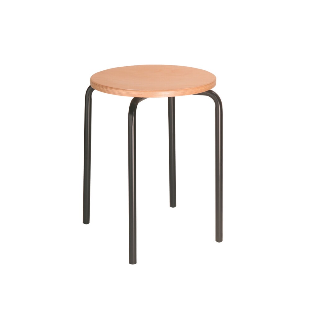 Product afbeelding: Stapelbare kruk HEMMDAL beuken, zithoogte 500 mm, vloerglijders, zwart