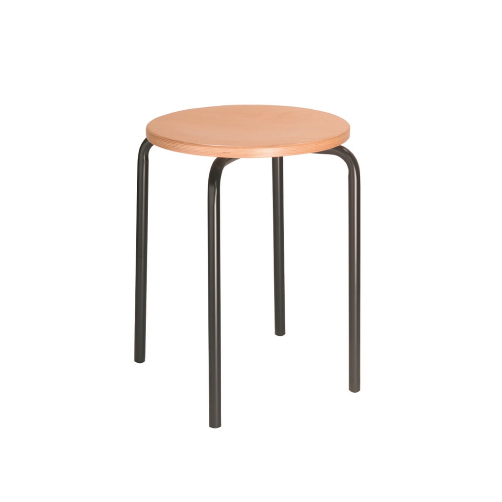 Stapelbare kruk HEMMDAL beuken, zithoogte 500 mm, vloerglijders, zwart Product afbeelding: Stapelbare kruk HEMMDAL beuken, zithoogte 500 mm, vloerglijders, zwart