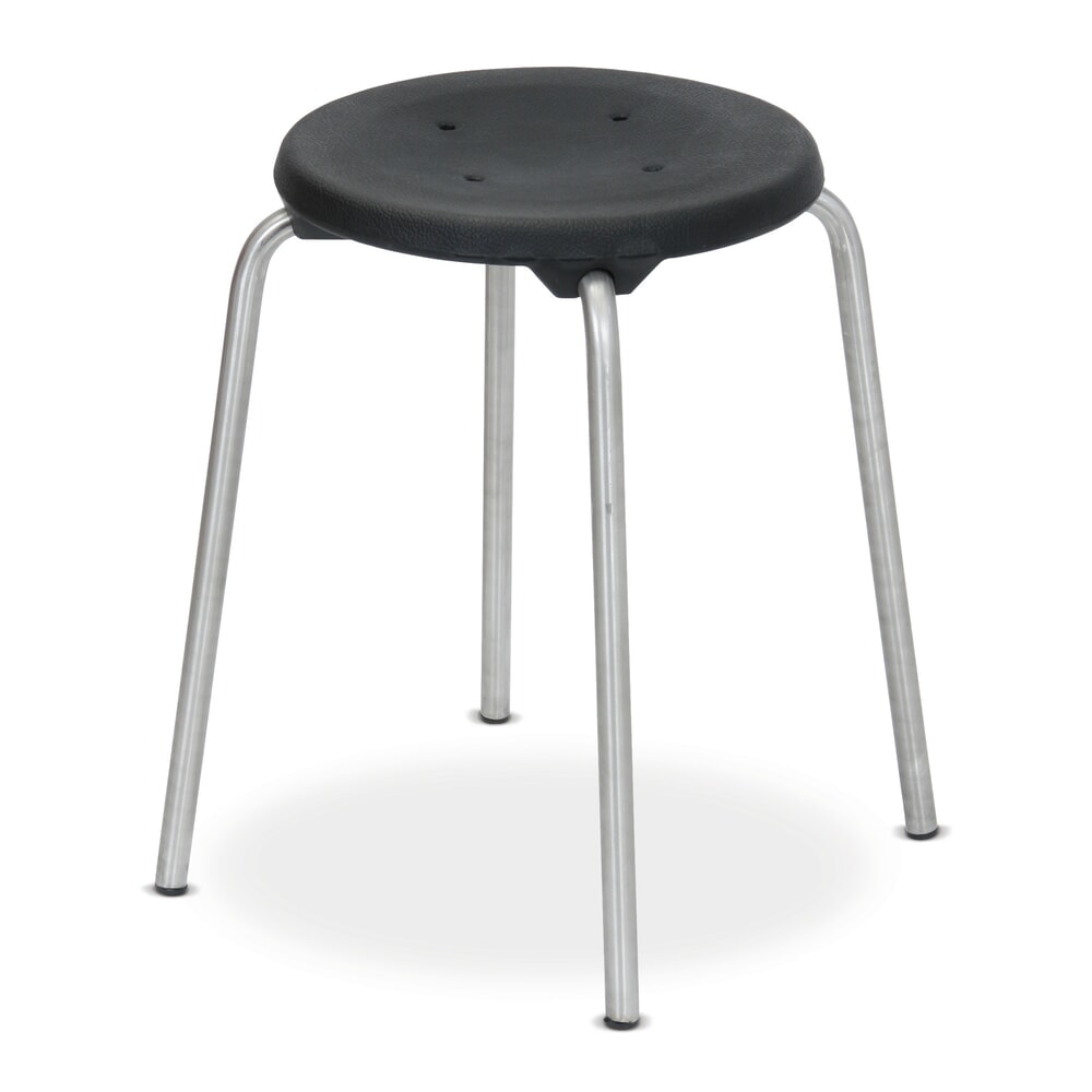 Product afbeelding: Stapelbare kruk PU-zitting, zithoogte 500 mm, vloerglijders, zwart
